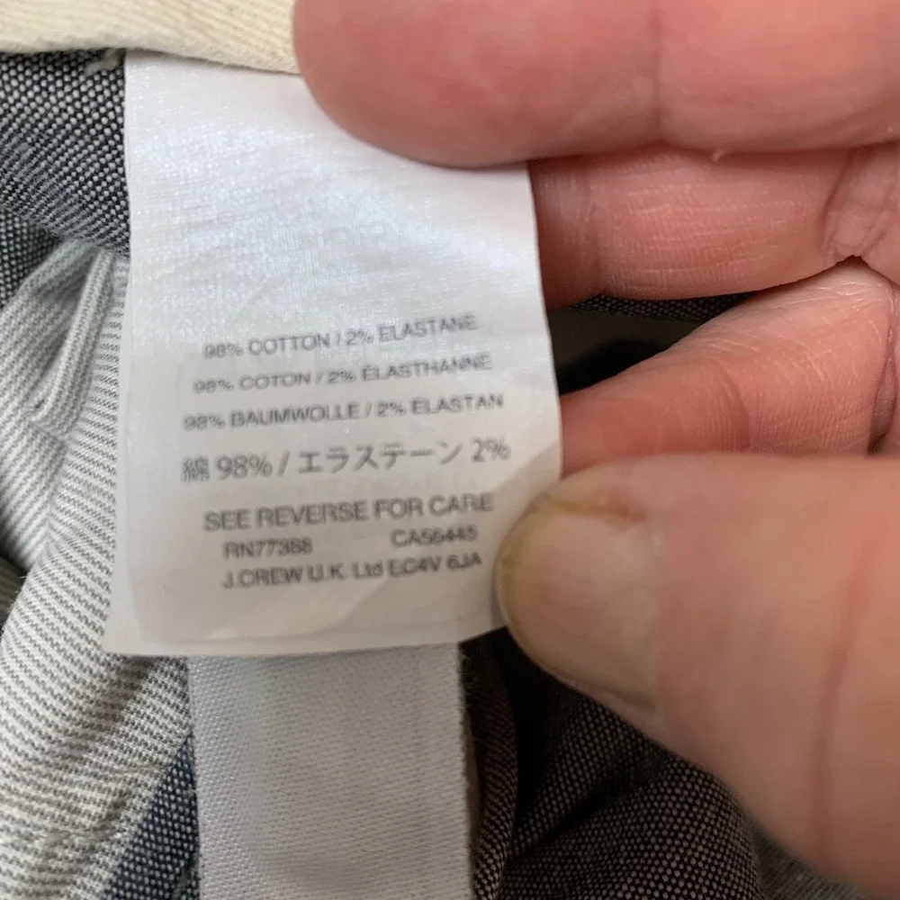J.Crew 770 Straight‎ Fit Pants Mens 34x34 Grey Stretch Chambray Chinos Excellent